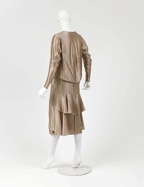 Afternoon dress, Attributed to House of Chanel (French, founded 1910), silk, glass, French