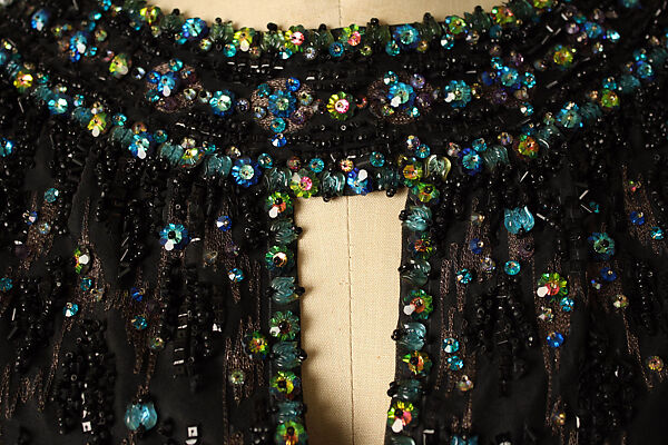 Evening dress, Pierre Cardin (French (born Italy), San Biagio di Callalta 1922–2020 Neuilly), silk, glass, plastic, metallic thread, French