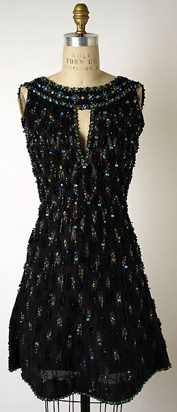 Evening dress, Pierre Cardin (French (born Italy), San Biagio di Callalta 1922–2020 Neuilly), silk, glass, plastic, metallic thread, French 