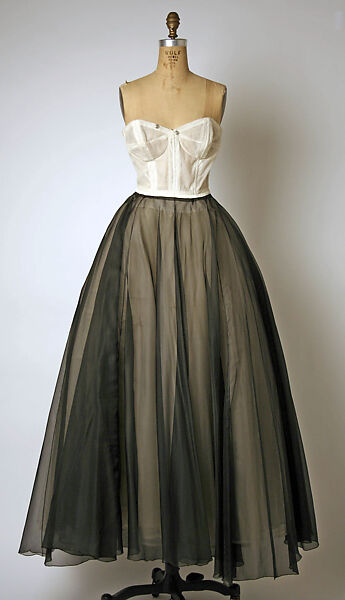 Evening dress, House of Balmain (French, founded 1945), silk, synthetic fiber, French