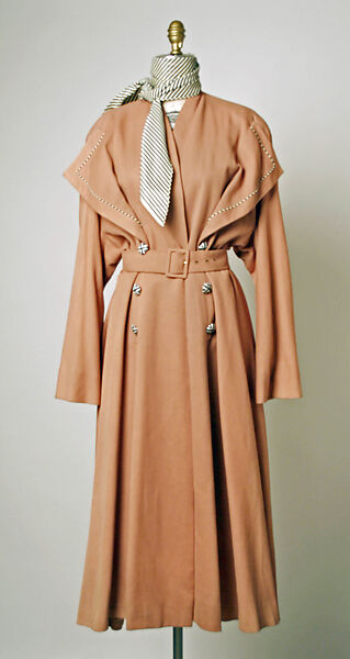 Raincoat, House of Balmain (French, founded 1945), teca estron, French 