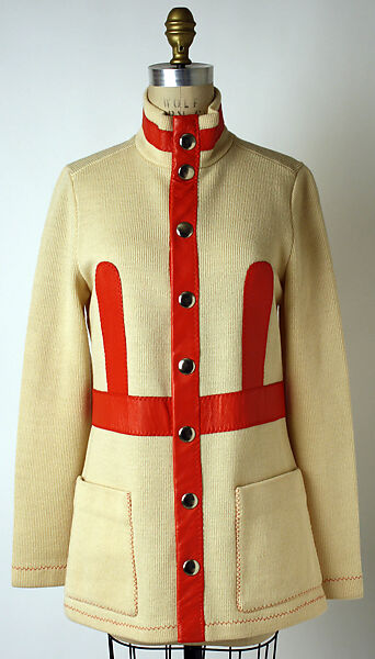 Jacket, Stephen Burrows (American, born 1943), wool, plastic, leather, American 