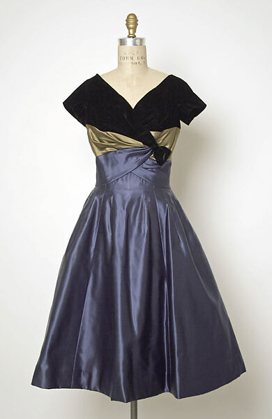 Evening dress, House of Balmain (French, founded 1945), silk, cotton, French 
