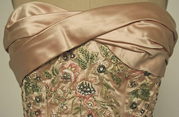 Evening dress, House of Balmain (French, founded 1945), silk, beads, French