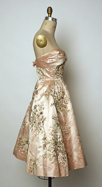 Evening dress, House of Balmain (French, founded 1945), silk, beads, French