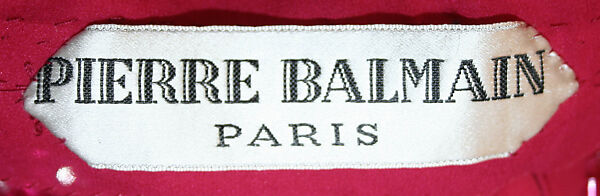 Evening dress, House of Balmain (French, founded 1945), silk, cotton, glass, plastic, French