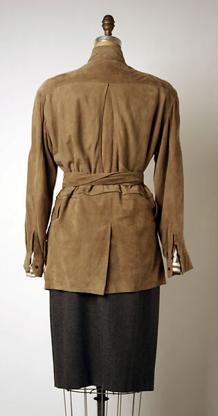 Ensemble, Giorgio Armani (Italian, founded 1974), leather, silk, wool, Italian