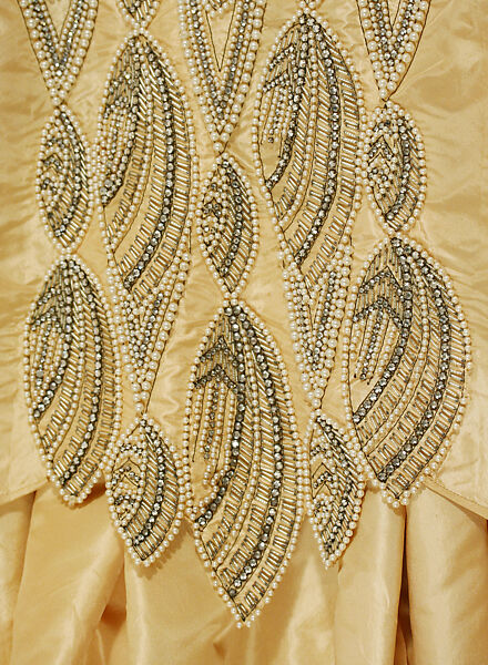 Evening dress, Eldridge Manning, silk, plastic, glass, American