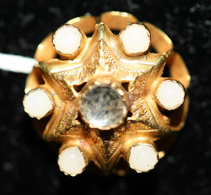 Accessory set, gold, sapphire, opal, Spanish