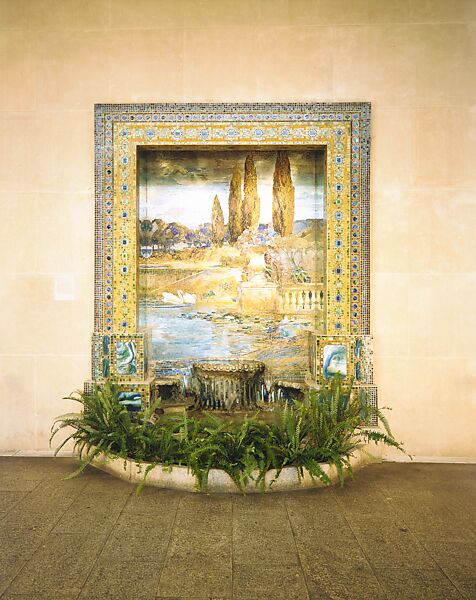 Garden Landscape, Designed by Louis C. Tiffany (American, New York 1848–1933 New York), Favrile-glass mosaic, American