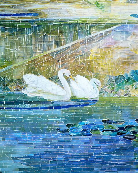 Garden Landscape, Designed by Louis C. Tiffany (American, New York 1848–1933 New York), Favrile-glass mosaic, American