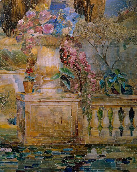 Garden Landscape, Designed by Louis C. Tiffany (American, New York 1848–1933 New York), Favrile-glass mosaic, American
