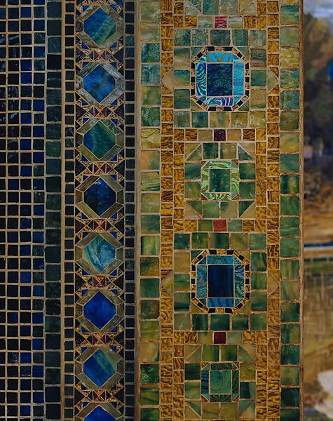 Garden Landscape, Designed by Louis C. Tiffany (American, New York 1848–1933 New York), Favrile-glass mosaic, American