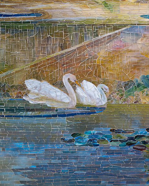 Garden Landscape, Designed by Louis C. Tiffany (American, New York 1848–1933 New York), Favrile-glass mosaic, American