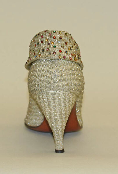 Boots, Mr. David Evins (American, born England, 1909–1992), metallic threads, stones, American