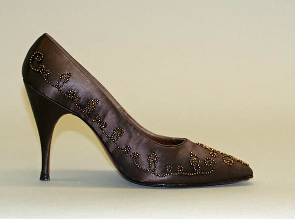 Pumps, Mabel Julianelli (Brooklyn 1909–1994 Long Island), satin, beads, American