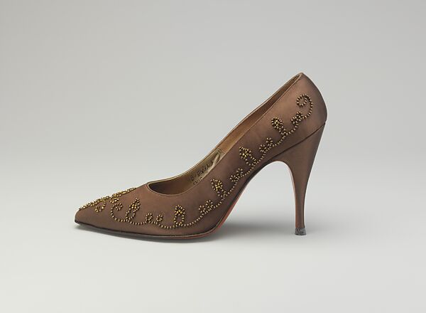 Pumps, Mabel Julianelli (Brooklyn 1909–1994 Long Island), satin, beads, American
