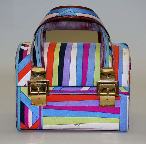 Purse, Emilio Pucci (Italian, Florence 1914–1992), silk, leather, metal, Italian