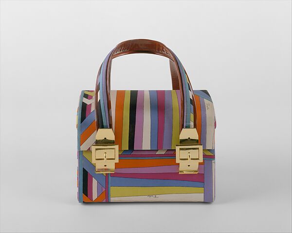 Purse, Emilio Pucci (Italian, Florence 1914–1992), silk, leather, metal, Italian 