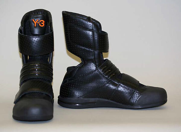 Boots, Y-3 (Japanese and German, founded 2002), a,b) leather, plastic, rubber, nylon, polyester, Japanese 