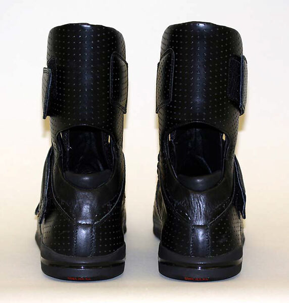 Boots, Y-3 (Japanese and German, founded 2002), a,b) leather, plastic, rubber, nylon, polyester, Japanese