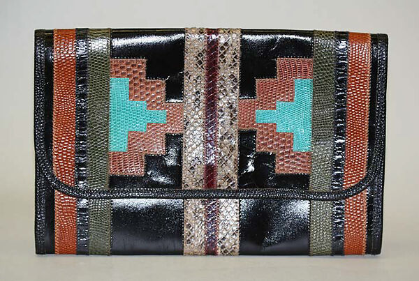 Purse, Carlos Falchi (American, born Brazil), leather, skins, American 