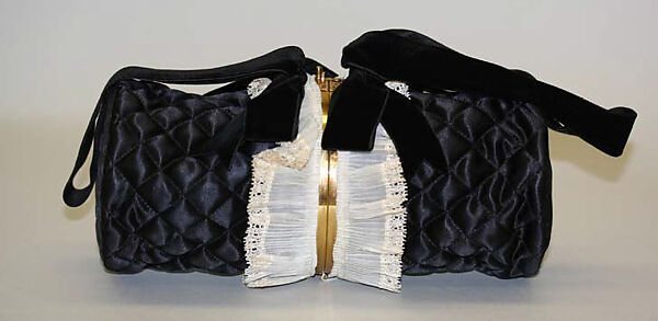 Evening bag, House of Balmain (French, founded 1945), silk, nylon, cotton, metal, French 