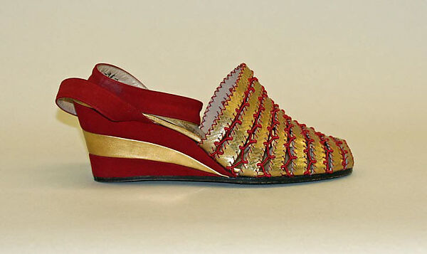 Evening sandals, Salvatore Ferragamo (Italian, founded 1929), leather, Italian 
