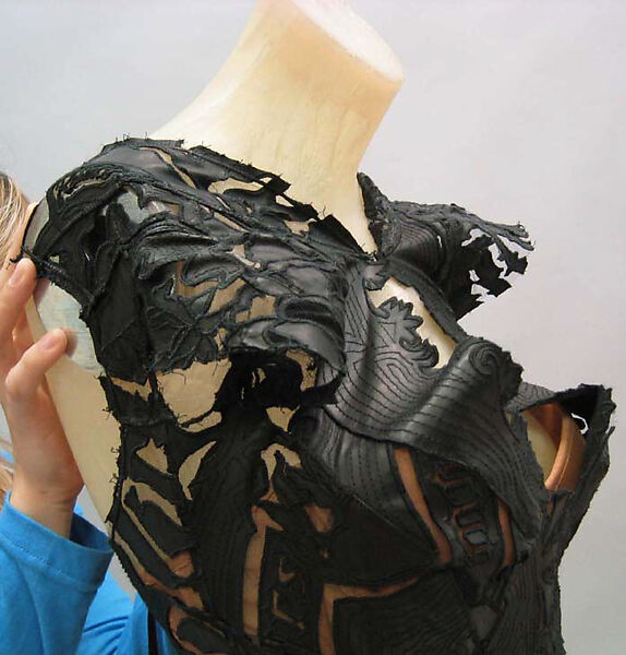 Dress, Roberto Cavalli (Italian, 1940–2024), leather, cotton, synthetic, Italian