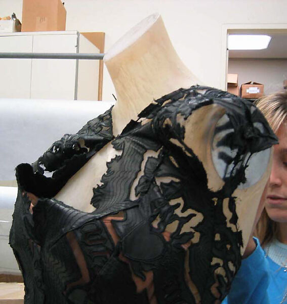 Dress, Roberto Cavalli (Italian, 1940–2024), leather, cotton, synthetic, Italian