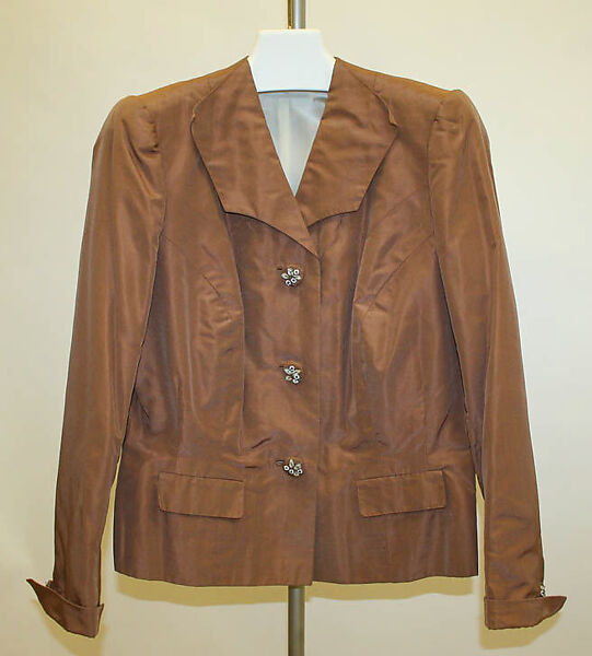 Jacket, Mainbocher (French and American, founded 1930), silk, nylon, beads, American 