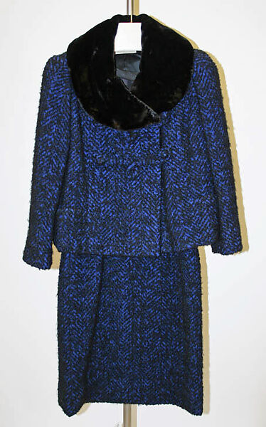 Ensemble, Mainbocher (French and American, founded 1930), wool, silk, fur, American 