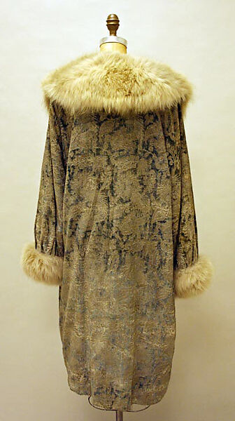 Evening coat, House of Lanvin (French, founded 1889), silk, fur, French