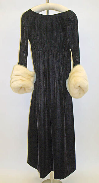 Evening dress, Guy Laroche (French, 1921–1989), cotton, fur, French 