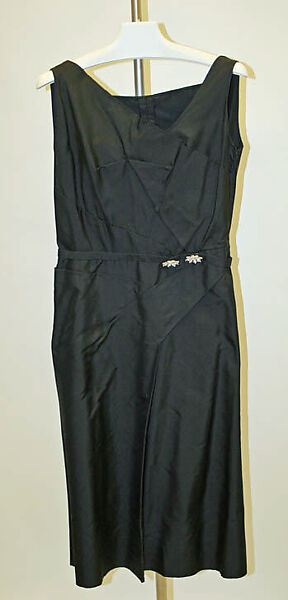 Cocktail dress, Mainbocher (French and American, founded 1930), silk, metal, glass, American 