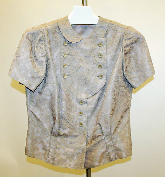 Blouse, Mainbocher (French and American, founded 1930), silk, cotton, American 
