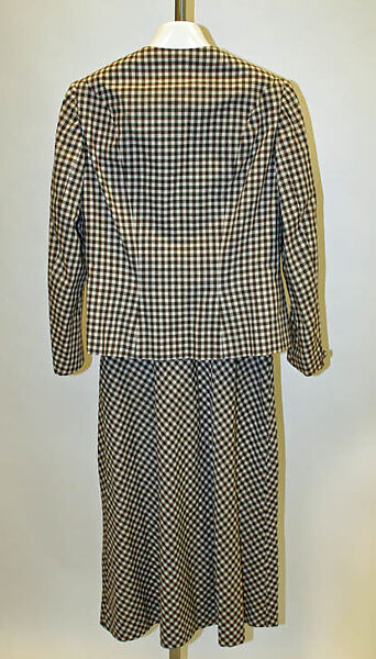 Evening ensemble, Mainbocher (French and American, founded 1930), cotton, plastic, glass, American