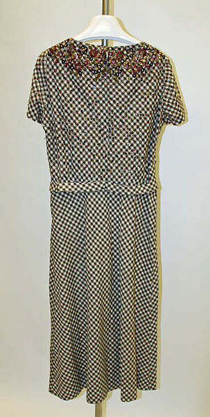 Evening ensemble, Mainbocher (French and American, founded 1930), cotton, plastic, glass, American