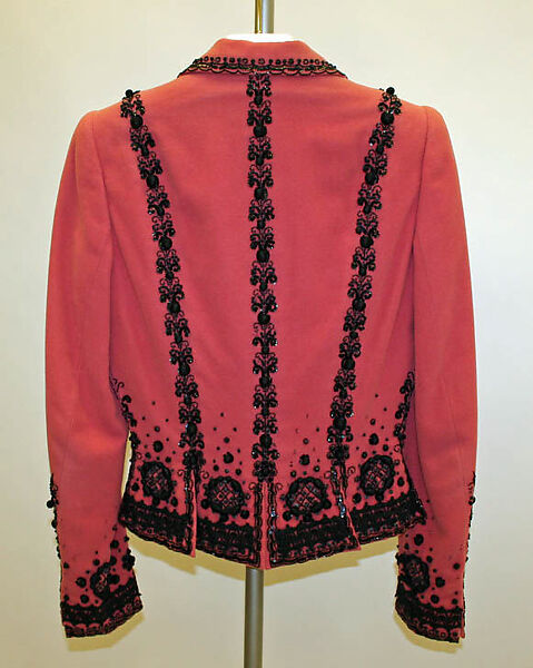 Jacket, Mainbocher (French and American, founded 1930), wool, silk, plastic, glass, American