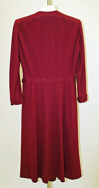 Dress, Mainbocher (French and American, founded 1930), wool, brass, American