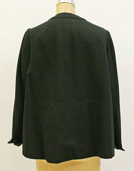 Evening jacket, Mainbocher (French and American, founded 1930), wool, fur, plastic (cellulose nitrate), American