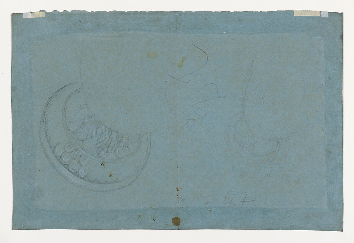 Branch of ivy (recto); Study of an urn for "Damocles" (verso), Thomas Couture (French, Senlis 1815–1879 Villiers-le-Bel), Black fabricated chalk and white chalk