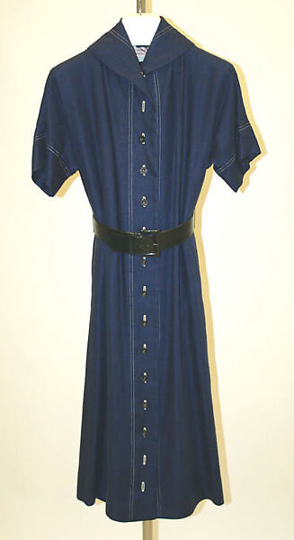 Dress, Claire McCardell (American, 1905–1958), linen, leather, American 