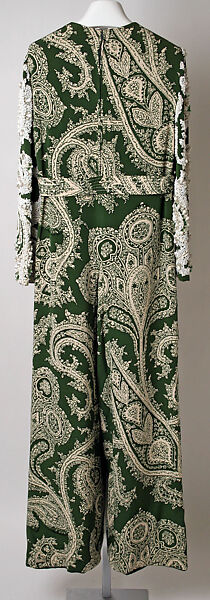 Evening jumpsuit, James Galanos (American, Philadelphia, Pennsylvania, 1924–2016 West Hollywood, California), silk, plastic, American