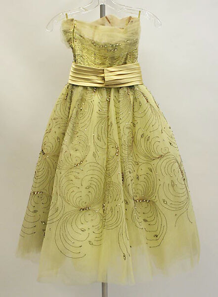 Evening dress, Sophie Gimbel (American, Houston, Texas 1898–1981 New York), silk, nylon, metal, glass, American