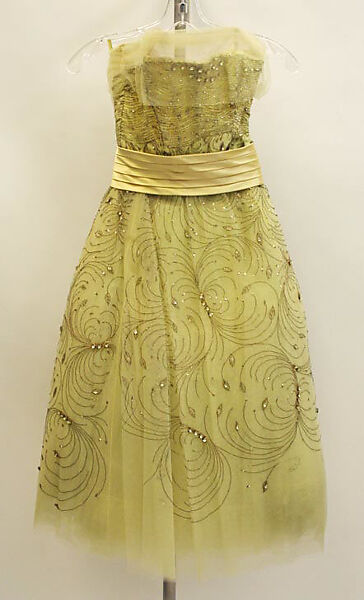 Evening dress, Sophie Gimbel (American, Houston, Texas 1898–1981 New York), silk, nylon, metal, glass, American 