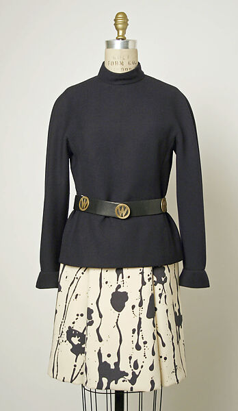 Ensemble, Valentino S.p.A. (Italian, founded 1959), (a–c) wool; (d) leather, Italian