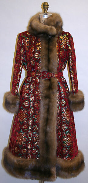 Evening coat, Norman Norell (American, Noblesville, Indiana 1900–1972 New York), cotton, metallic thread, fur, American 