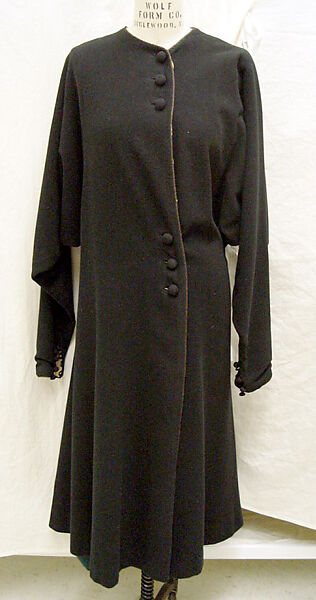 Coat, Natacha Rambova (American, 1897–1966), wool, silk, metallic cord, American 