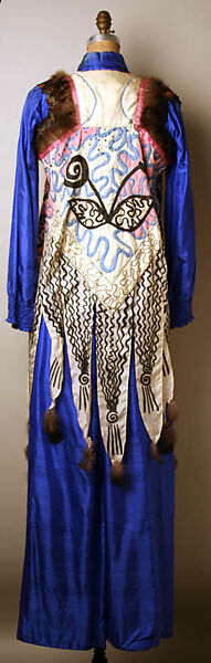Evening ensemble, (a) Zandra Rhodes (British, founded 1969), silk, feathers, ink, British